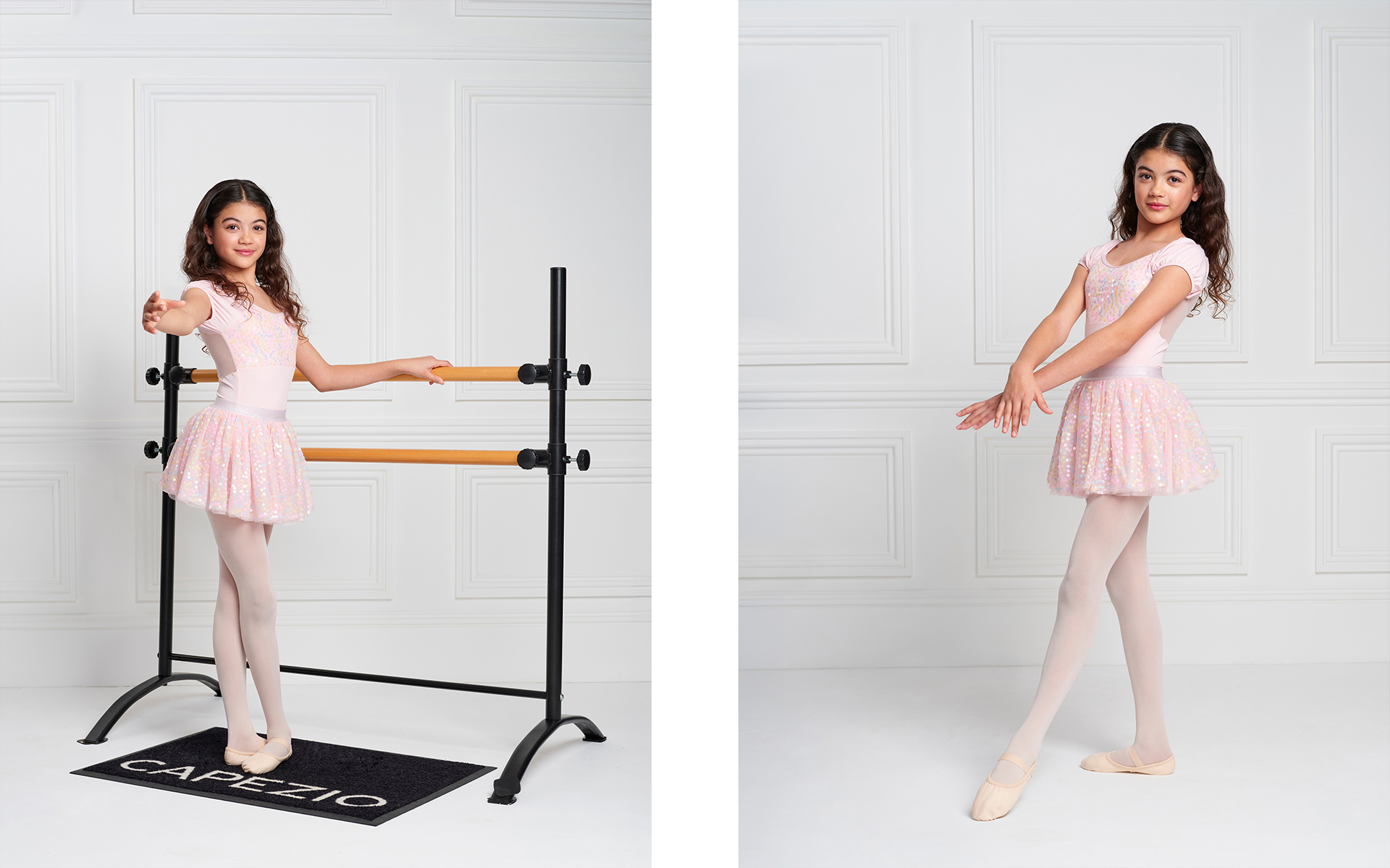 dance advertising photoshoot for capezio dancer with panel white wall backdrop photo studio norwich